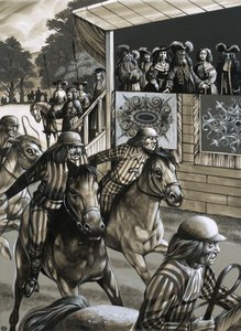 Charles II en zijn vriendinnen genieten van een dag bij de Newmarket Races door Richard Hook