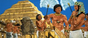 Imhotep, de astronoom en architect, met de farao Zoser