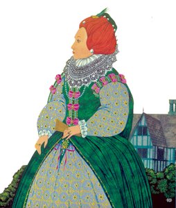 Koningin Elizabeth I (kleurenlitho)