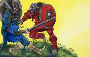 De Rode Ridder velt Balin met een machtige slag door Richard Hook