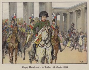 Napoleon betreedt Berlijn, 27 oktober 1806 (kleur litho)