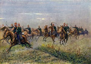 Saksische veldartillerie in galop door Richard Knotel