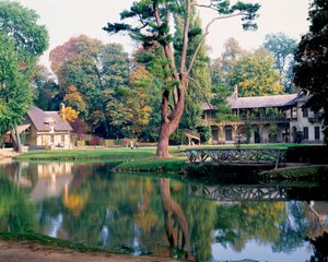 Het Huis van de Koningin in het Dorp van Koningin Marie Antoinette, in het park van het Kasteel van Versailles
