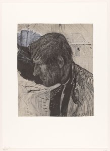 Kop van een man van opzij door Richard Nicolaüs Roland Holst