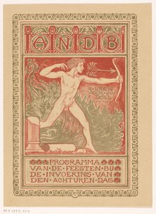 Omslagontwerp voor: Feestprogramma van de Algemene Nederlandse Diamantbewerkersbond bij de invoering van de achturendag