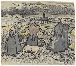 Vissersvrouwen in de duinen door Richard Nicolaüs Roland Holst
