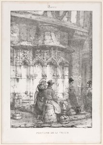 Architectonische Overblijfselen en Fragmenten: Rouen - Fontaine de la Crosse door Richard Parkes Bonington