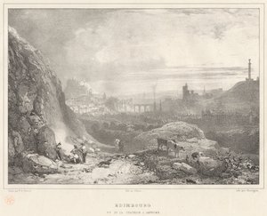 Edinburgh gezien vanaf de kapel S. Antoine door Richard Parkes Bonington