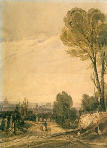 Parijs gezien vanaf de Père Lachaise begraafplaats, ca. 1825 door Richard Parkes Bonington