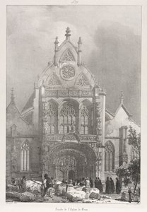 Pittoreske en romantische reizen in Oud-Frankrijk, Franche-Comté: Voorkant van de kerk in Brou, 1825