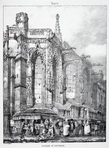 Resten en Fragmenten van Architectuur uit de Middeleeuwen: Église St. Sauveur, Caën door Richard Parkes Bonington