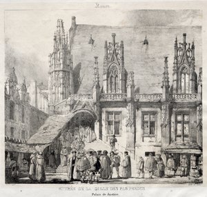Rouen: Entrée de la Salle des Pas Perdus, Palais du Justice door Richard Parkes Bonington