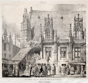 Rouen: Entree van de Salle des Pas Perdus, Palais du Justice, 1824 door Richard Parkes Bonington