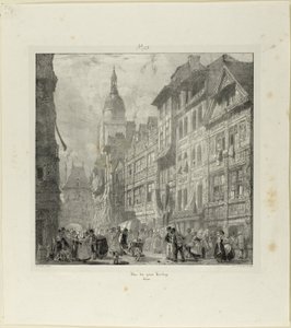 Rue du Gros Horloge door Richard Parkes Bonington