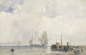 Schepen op een Estuarium door Richard Parkes Bonington