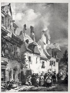 Straat in de Buitenwijken van Besançon, Frankrijk door Richard Parkes Bonington