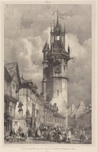 Toren van de Gros-Horloge, Évreux door Richard Parkes Bonington