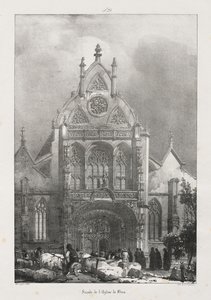 Pittoreske en romantische reizen in het oude Frankrijk, Franche-Comté: Gevel van de kerk van Brou door Richard Parkes Bonington