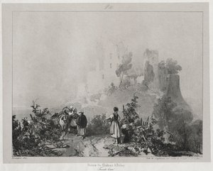 Pittoreske en Romantische Reizen in het Oude Frankrijk, Franche-Comté: Ruïnes van het Kasteel van Arlay door Richard Parkes Bonington