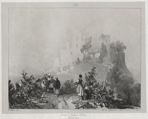 Pittoreske en Romantische Reizen in het Oude Frankrijk, Franche-Comté: Ruïnes van het Kasteel van Arlay door Richard Parkes Bonington