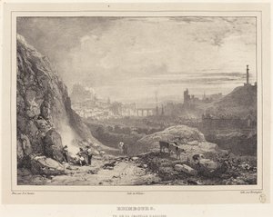 Edinburgh gezien vanaf de Sint-Antoniuskapel door Richard Parkes Bonington after Francois Alexandre Pernot