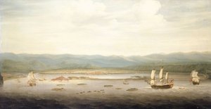 Uitzicht op Port Royal, Jamaica, ca. 1758 door Richard Paton