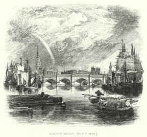 Glasgow Brug (gravure) door Richard Principal (after) Leitch