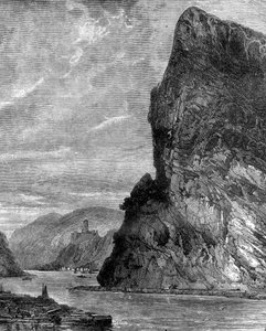Loreley-rots, nabij St Goarshausen, Duitsland, 19e eeuw