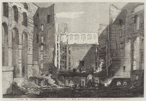 Ruïnes van Covent-Garden Theatre, Bezoek van Hare Majesteit en de Prinses Royal door Richard Principal Leitch