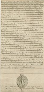 Croxden Abbey - Stichtingsoorkonde: gravure door Richard Rawlinson