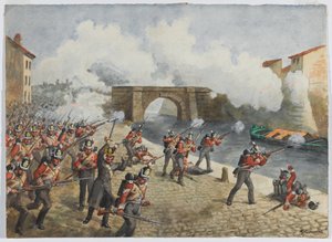 Het 27e Inniskilling Regiment in Toulouse, 10 april 1814 door Richard Simkin