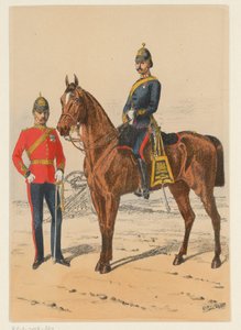 Twee Britse militairen Negen voorstellingen van Britse militaire uniformen (serie titel) door Richard Simkin