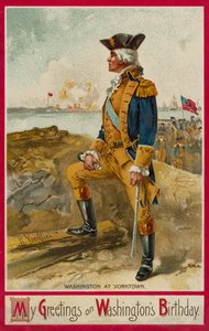 George Washington bij Yorktown (chromolitho) door Richard Veenfliet
