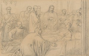 Christus wekt de zoon van de weduwe op (Lucas 7:13-16) door Richard Westall