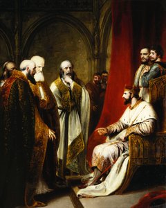 Hendrik III Beantwoordt de Aartsbisschop van Canterbury en de Bisschoppen van Salisbury, Winchester en Carlisle, die Hervorming in de Staat Eisen door Richard Westall