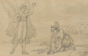 Jozua en de Engel (Jozua 5:13) door Richard Westall