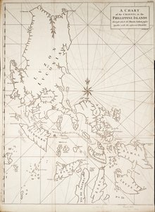 Een kaart van het kanaal in de Filippijnse eilanden waardoor de Manila Galeon passeert samen met de aangrenzende eilanden door Richard William Seale