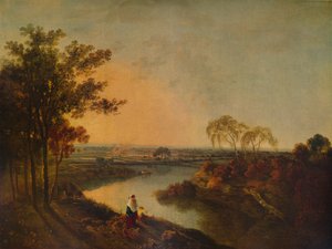 Een Engelse rivier bij zonsondergang, in de verte de Welshe heuvels, ca. 1760, 1938