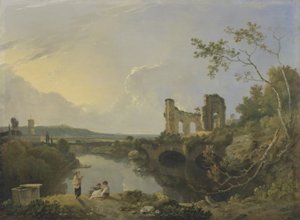 Italiaans landschap (Ochtend), c.1760-65 door Richard Wilson