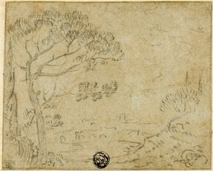 Italiaans Landschap met Parasolpijnboom op de Voorgrond door Richard Wilson
