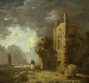 Verwoeste Toren met Figuur, c.1770-79 door Richard Wilson