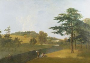 Zuidelijk uitzicht op Wilton House, over de Nadder