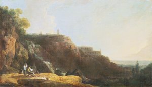 De Grote Waterval en Villa van Maecenas in Tivoli door Richard Wilson