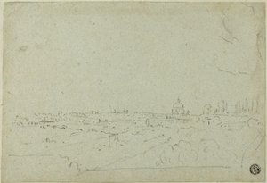 Gezicht op de Sint Pieter vanuit het Paleis van de Caesars, met daaronder het Circus Maximus door Richard Wilson