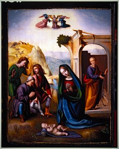 De Aanbidding van de Herders door Ridolfo Il (1483 1561) Ghirlandaio