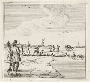 Winterlandschap met schaatsers door Rienk Jelgerhuis