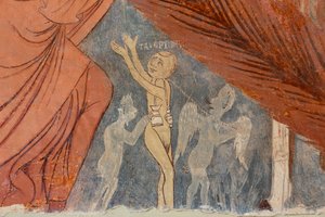 Laatste Oordeel, detail, "De ketters", 13e eeuw (vers) door Rinaldo da Taranto