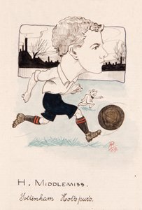 Bert Middlemiss, Tottenham Hotspur, tekening voor een set sigarettenkaarten, 1907 door Rip