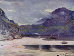 Barmouth Brug (kleur litho) door Robert (after) Fowler