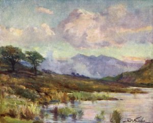 Snowdon vanaf Capel Curig Lake, zomeravond
